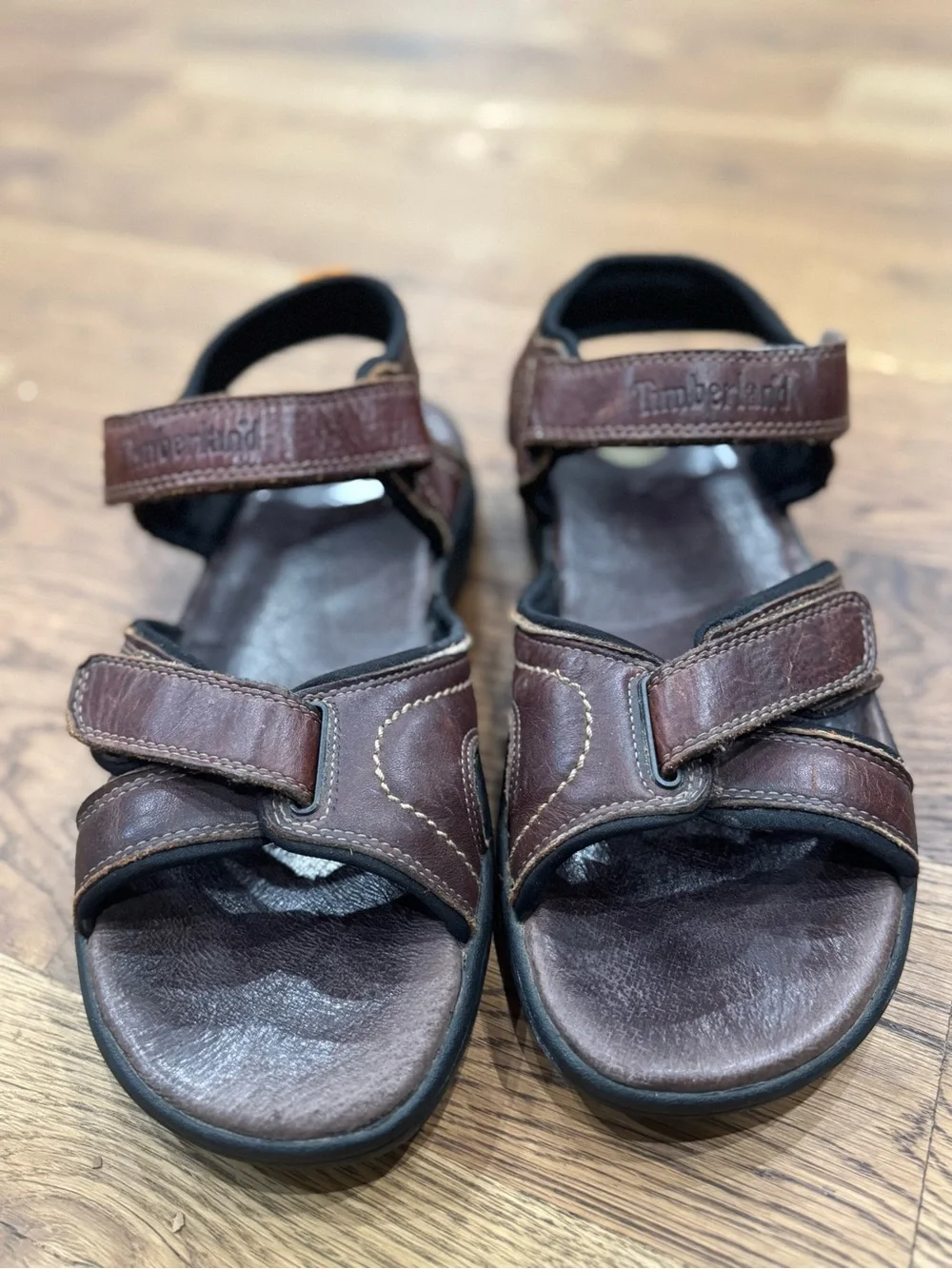 Timberland Dark Brown Leather Adjustable Strap Sandals